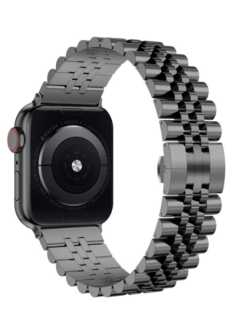 ELTRAZONE Compatible with Apple Watch Band 44mm 42mm 40mm 38mm Stainless Steel Heavy Band with Butterfly Folding Clasp Link Bracelet for Watch Series 6/SE Series 5/4/3/2/1 - Image 1