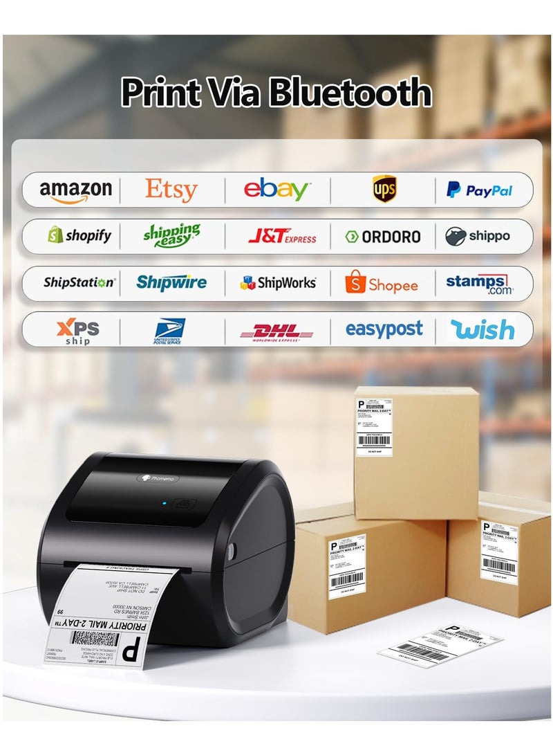 فوميمو طابعة بلوتوث محمولة D520BT، طابعة بلوتوث محمولة للسفر والمكتب، متوافقة مع الهواتف الذكية والكمبيوتر الشخصي، حراري، أحادي اللون (أسود) - Image 5
