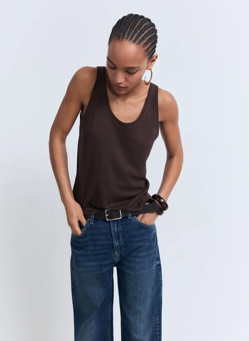 مانجو Strap Linen Top