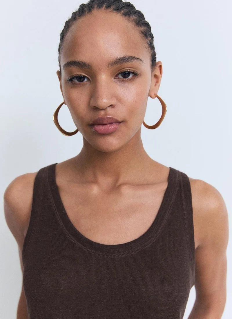 MANGO Strap Linen Top