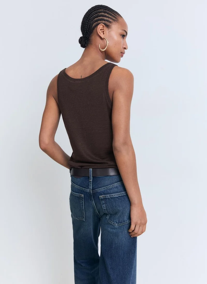 مانجو Strap Linen Top