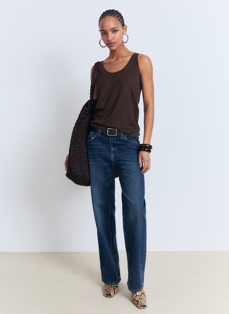 MANGO Strap Linen Top  - Image 5