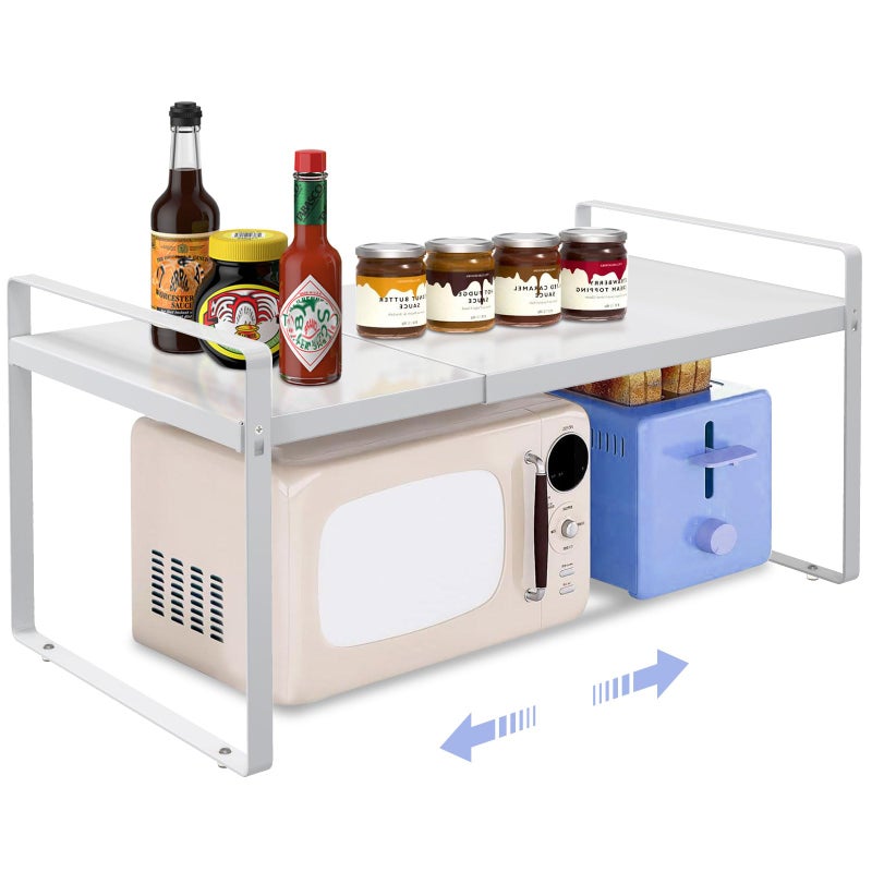 KOMOHOM Expandable Cabinet Organizer 14"~25", Kitchen Shelf Organizer Spice Rack 11â€ wide, Cupboard Organizers And Storage Shelves, Kitchen Counter Organizers, Countertop Cabinets Small Pantry Shelf - Image 1