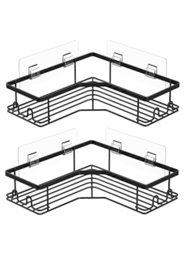 Generic - Metal bathroom corner shelf with rust-resistant adhesive sticker with a basket design to prevent water from accumulating in it to organize all bathroom accessories. Painted with high-quality paint - Image 1
