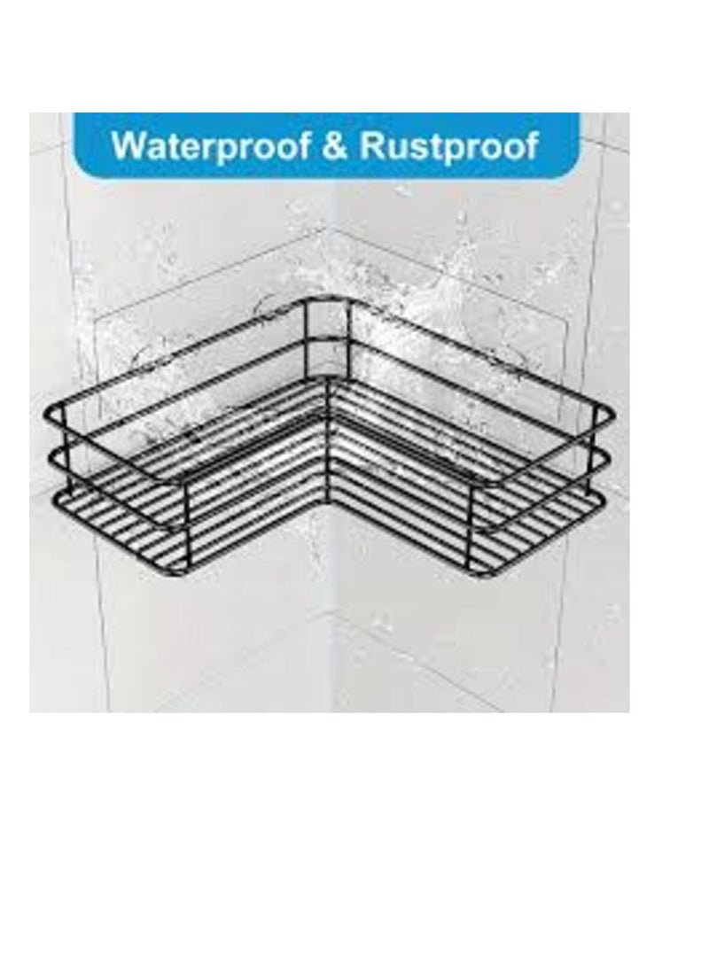 Generic - Metal bathroom corner shelf with rust-resistant adhesive sticker with a basket design to prevent water from accumulating in it to organize all bathroom accessories. Painted with high-quality paint - Image 1
