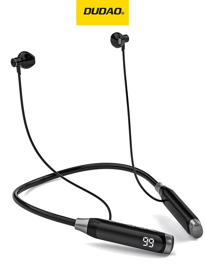 Bluetooth 5.3 Neckband Earphones with HD Digital Display, 12MM Dynamic Drivers, Ultra-Low Latency 0.06S, TF Card Playback, Long Battery Life (500mAh) - HiFi Sound Quality, Noise Cancellation, Magnetic Tangle-Free Design