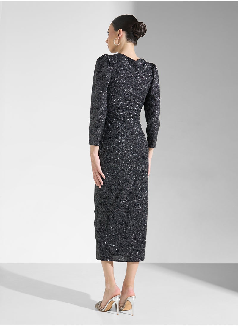 Khizana - Shimmer Shift Dress With Embellishment - Image 1