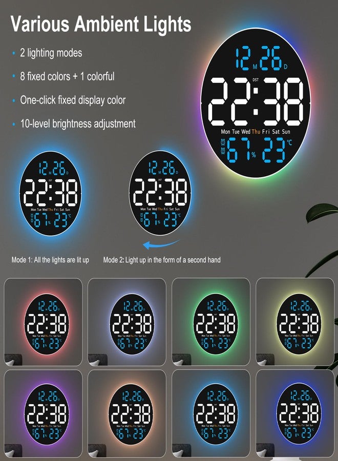 JoFomp 10" Large Digital Wall Clock with Remote Control, LED Display, Plug-in Digital Alarm Clock, Auto Brightness, DST, Temperature, Humidity, Applied to Classroom, Bedroom, Living Room, Office, Gym - Image 3