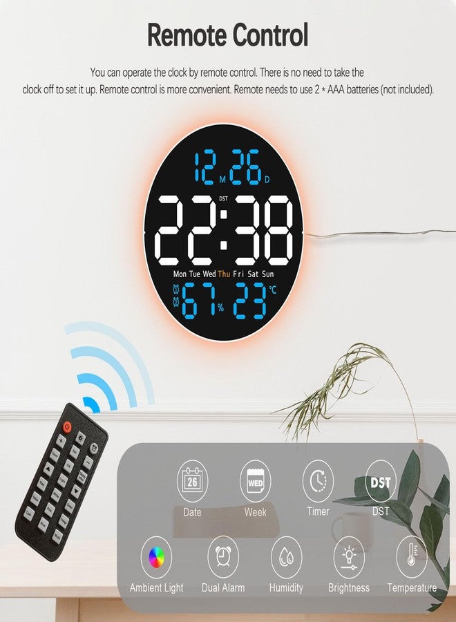 JoFomp 10" Large Digital Wall Clock with Remote Control, LED Display, Plug-in Digital Alarm Clock, Auto Brightness, DST, Temperature, Humidity, Applied to Classroom, Bedroom, Living Room, Office, Gym - Image 5