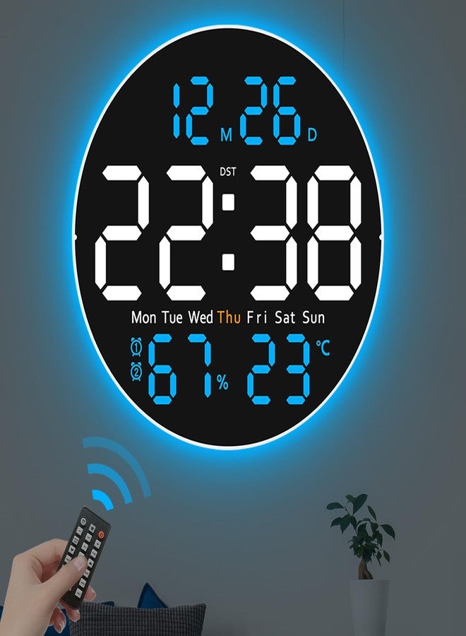 JoFomp 10" Large Digital Wall Clock with Remote Control, LED Display, Plug-in Digital Alarm Clock, Auto Brightness, DST, Temperature, Humidity, Applied to Classroom, Bedroom, Living Room, Office, Gym - Image 1