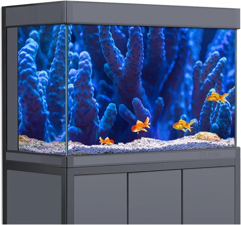 Fish Tank Background Aquarium Background 3D Blue Coral Decorates Ocean Wallpaper Fish Tank Reptile Habitat Decorations(50x100cm 20x39in) - Image 3
