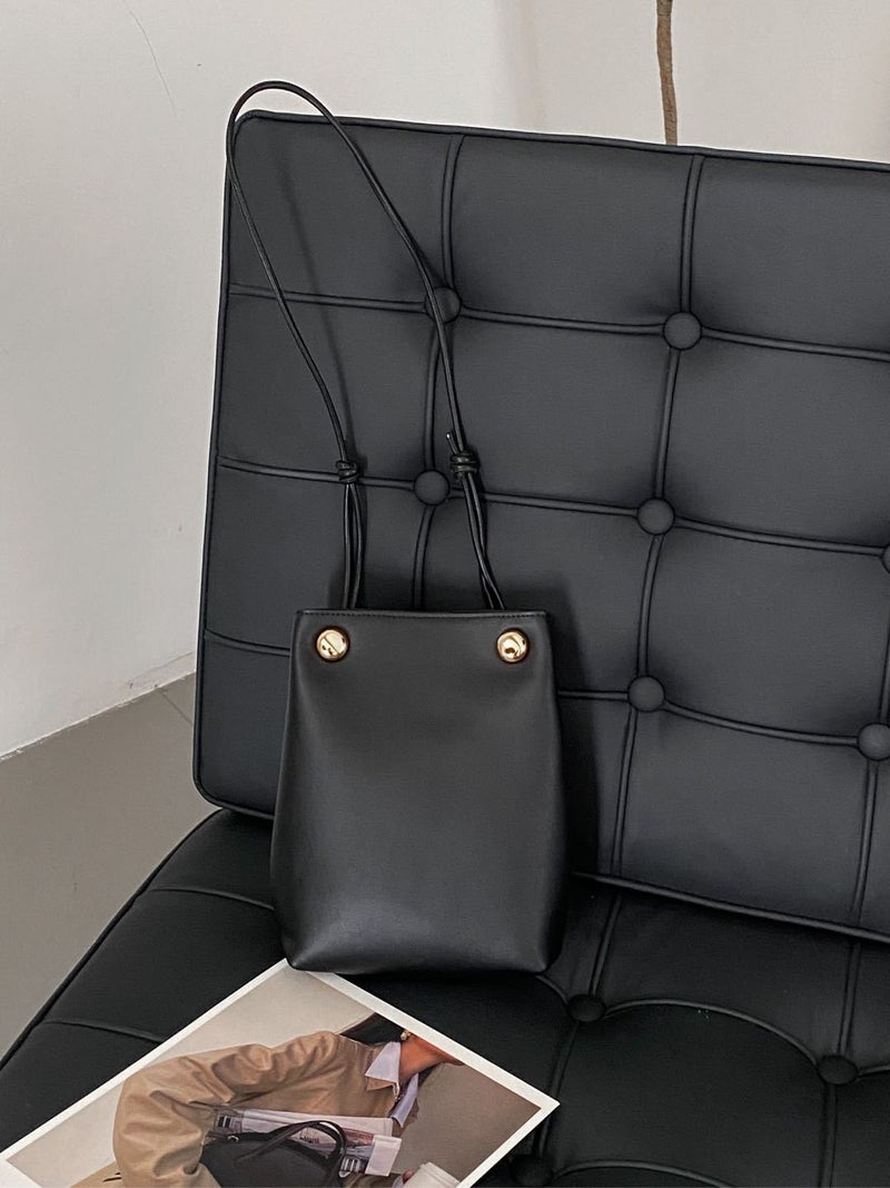 First-Layer Cowhide Mobile Phone Bag, Genuine Leather Small Square Bag, French Armpit Bag, Simple Tote Bag, Fashionable Shoulder Crossbody Bag For Women - Image 1