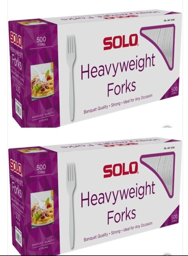 Solo Cup Company Mediumweight Plastic Cutlery, Forks, White, 500 Count (2 Pack) - Image 1