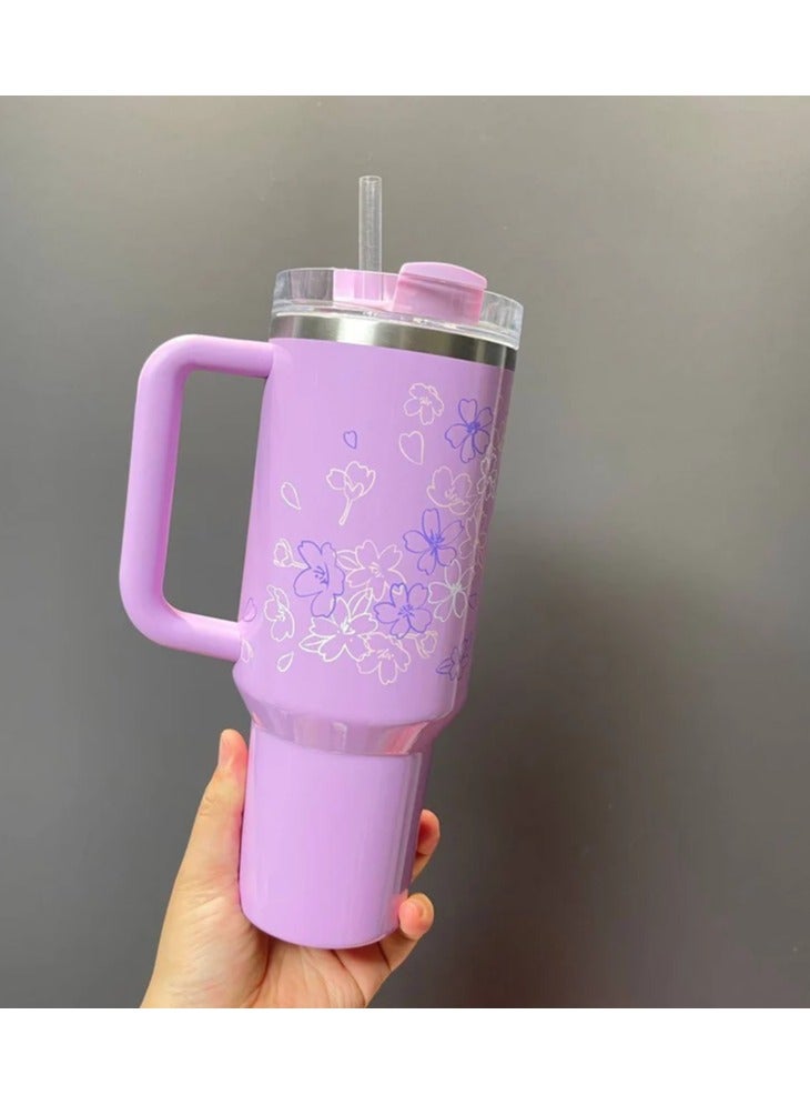 Stanley Cup Quencher X Starbucks H2.0 Lavender Sakura made of stainless steel 40 oz - Image 3