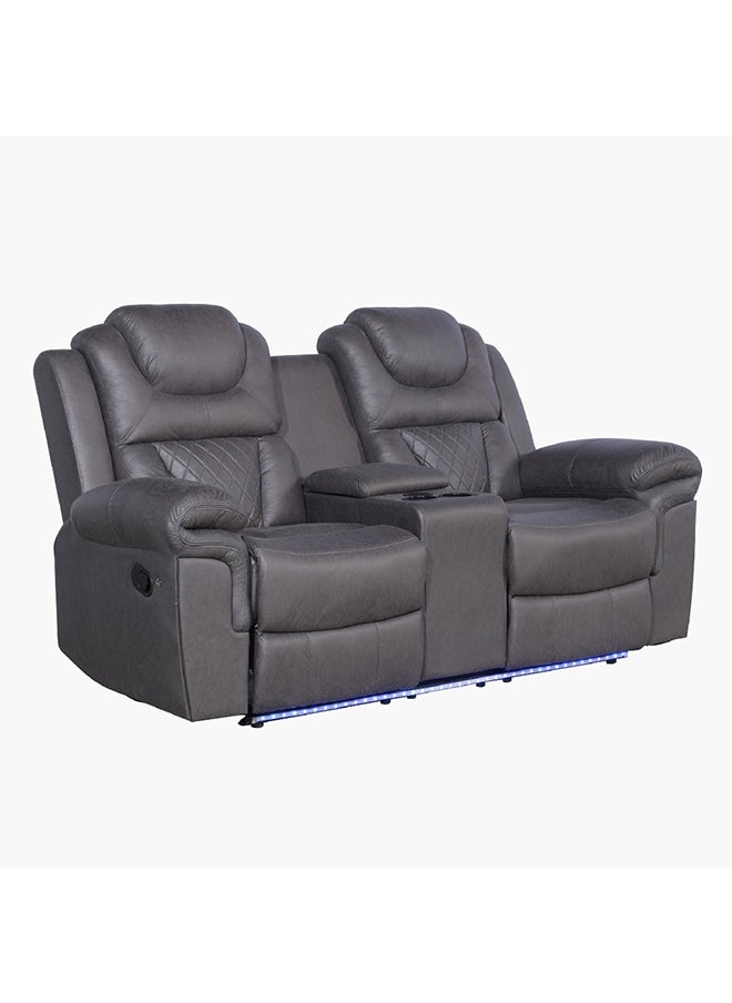 Miranda 2-Seater LED Strip Fabric Recliner with Console and Wireless Charging 186 x 106 x 101 cm