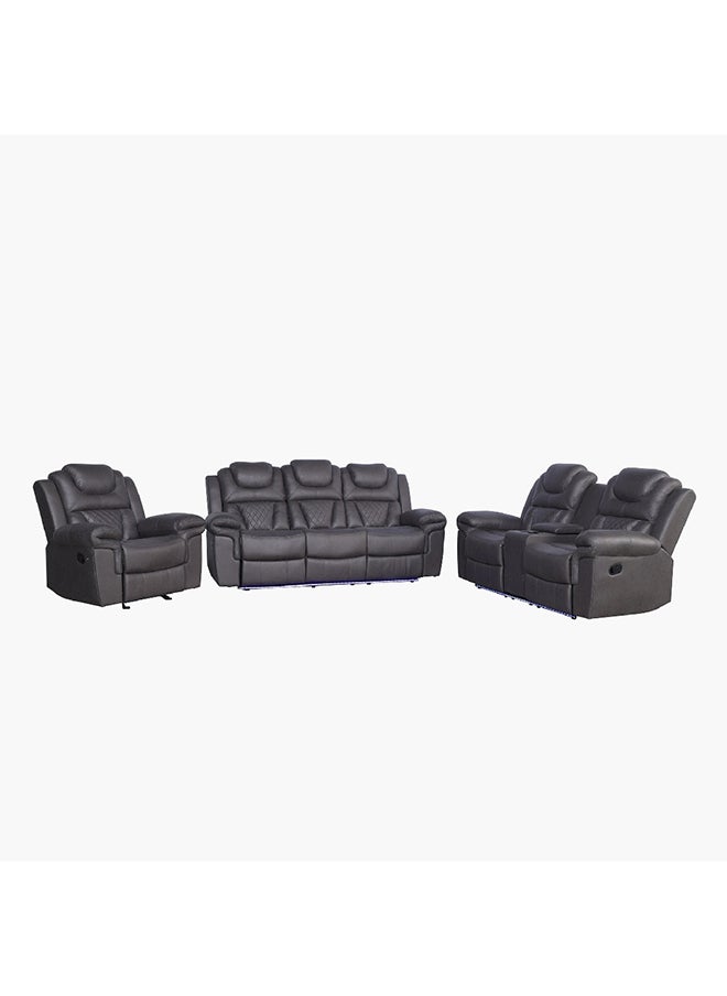 Miranda 2-Seater LED Strip Fabric Recliner with Console and Wireless Charging 186 x 106 x 101 cm