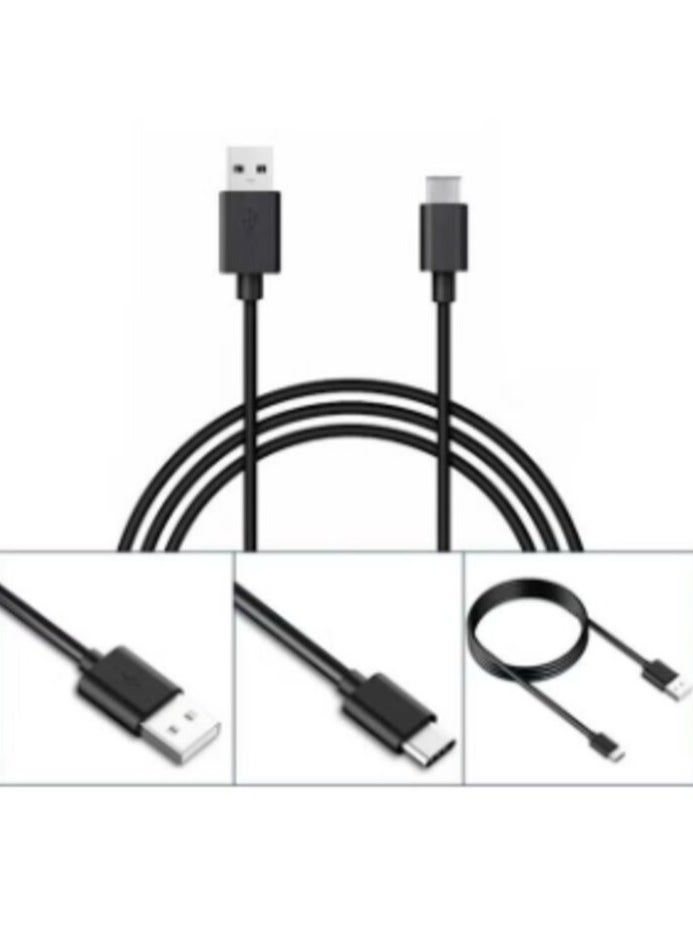 أس بي - محول شحن 3 دبابيس لهاتف سامسونج نوت 8/نوت 9/S8/S8+/S9/S9+/S10/S10+ مع كابل شحن من النوع C أسود - Image 1