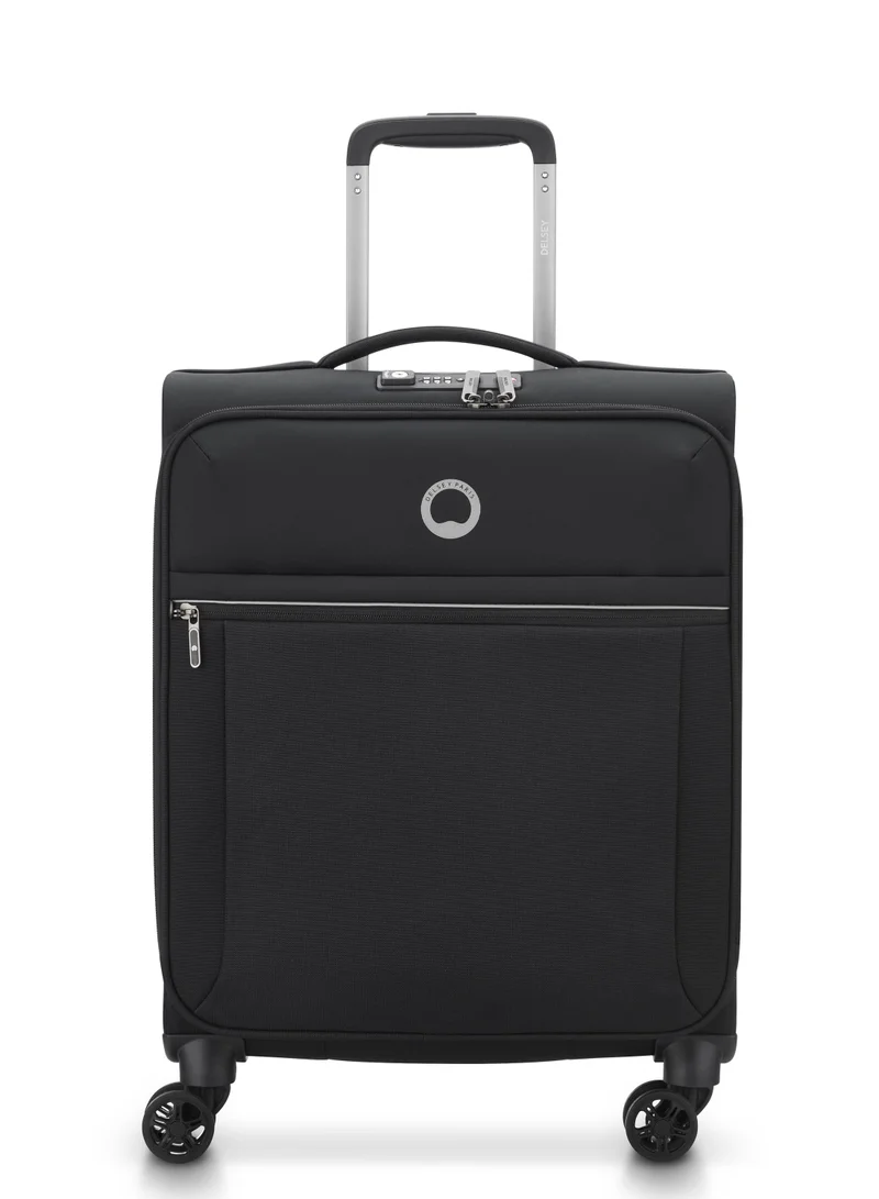 ديلسي _باريس Brochant 2.0 55cm Softcase Slim 4Wheel Non Expandable Cabin Luggage Trolley Black