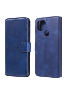 HuHa Case Cover For For Google Pixel 5 XL / Pixel 4a 5G Classic Calf Texture PU + TPU Horizontal Flip Leather Case, with Holder & Card Slots & Wallet(Blue) 