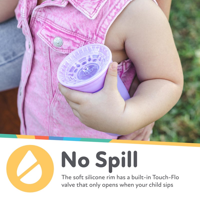Nuby Wonder Cup - Spill-Proof Toddler Sippy Cups - (3 Pack) 10 oz - Sip from All Sides - Leak Resistant - Spoutless Transition Cup - Aqua/Purple/Pink - Image 4