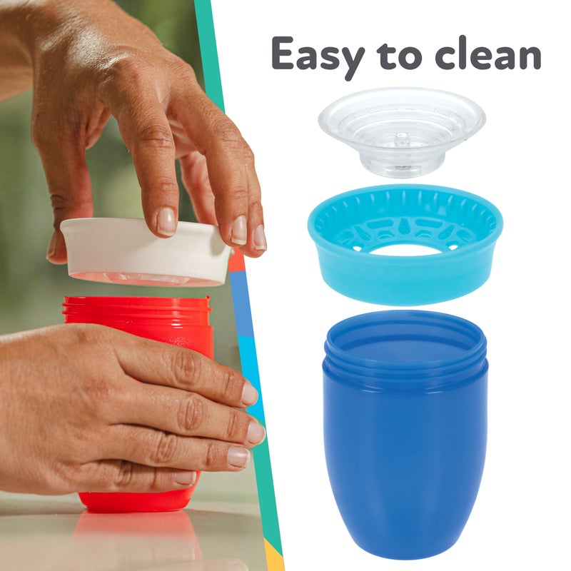 Nuby Wonder Cup - Spill-Proof Toddler Sippy Cups - (3 Pack) 10 oz - Sip from All Sides - Leak Resistant - Spoutless Transition Cup - Aqua/Purple/Pink - Image 5
