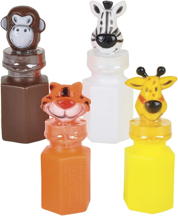 Rhode Island Novelty 3" Zoo Animal Jungle Characters Bubble Bottles - Set of 24 - Image 1