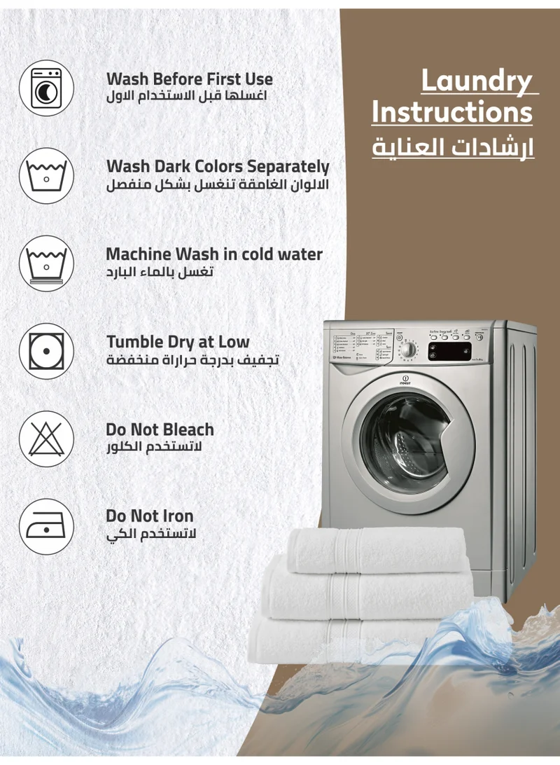 Donetella White Premium Towel 3-Pcs Set, 100% Combed Cotton 600 GSM, Highly Absorbent, Quick Dry Towel Set Include 1 Bath Towel, 1 Bath Sheet, 1 Hand Towel, Best Set for Bathroom Gym, Hotel And Spa,White  | Best Price UAE