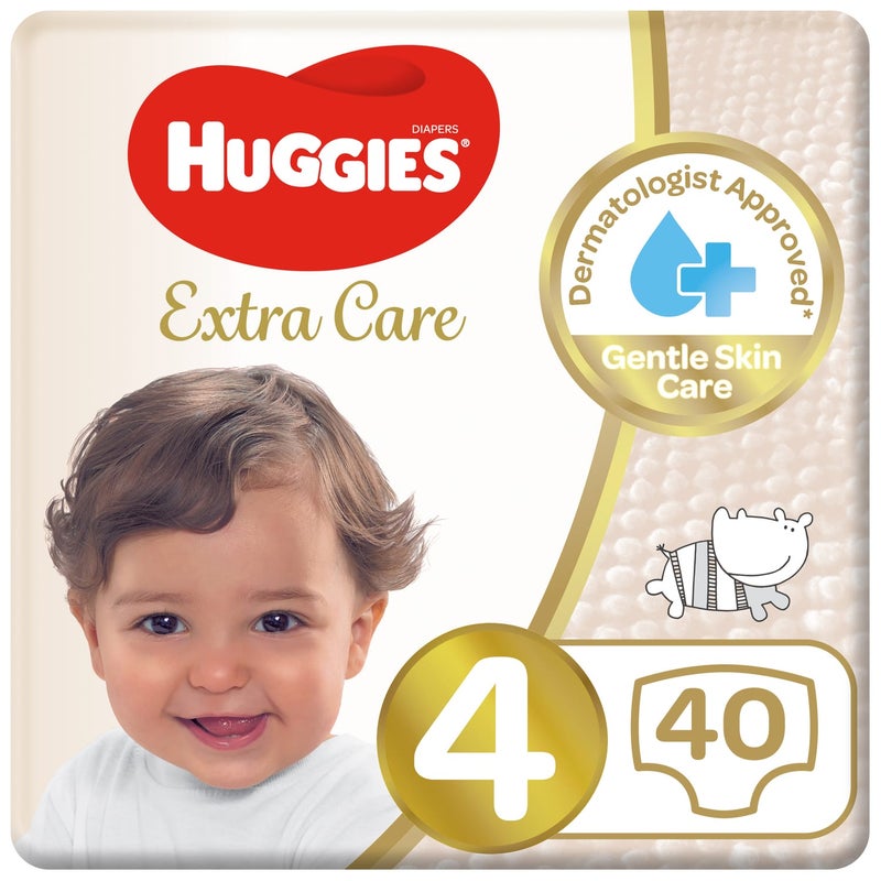 Huggies Extra Care Baby Diapers Size 4 8-14 kg Value Pack 40 pcs