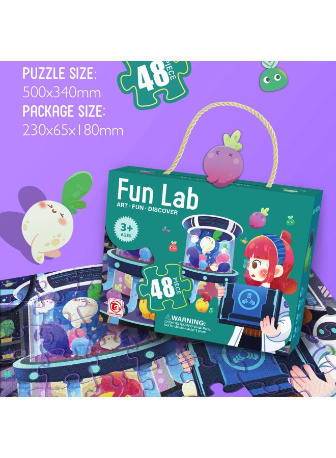 لغز لعبة أحجية للأطفال بعمر 3-6 سنوات هدية عيد ميلاد للأطفال في رياض الأطفال-اللون: Fun Lab -48 قطعة [صناديق هدايا]] - Image 1