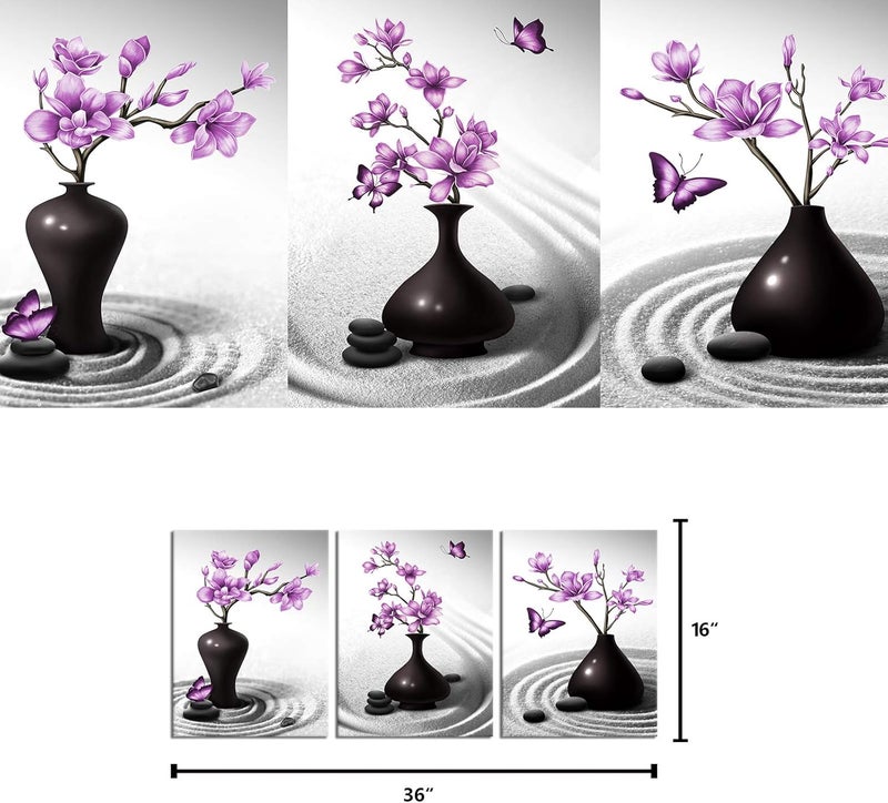 Kalormore Zen Sand Canvas Wall Art - Purple Magnolia Flowers - Image 5