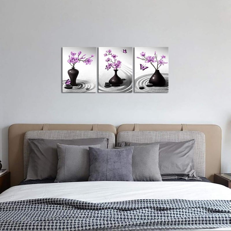 Kalormore Zen Sand Canvas Wall Art - Purple Magnolia Flowers - Image 4