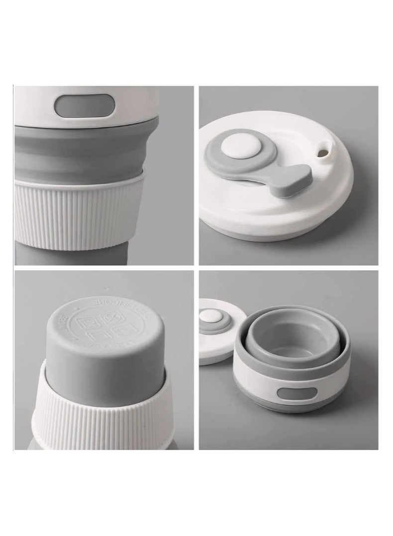 Collapsible Cup, Collapsible Coffee Cup, Folding Cup, Food Grade Silicone Cup, Portable Cup, Reusable Cups, Foldable Cup with Lids for Outdoor Drinking, Leak Proof, BPA Free, Durability (Gray) - Image 2
