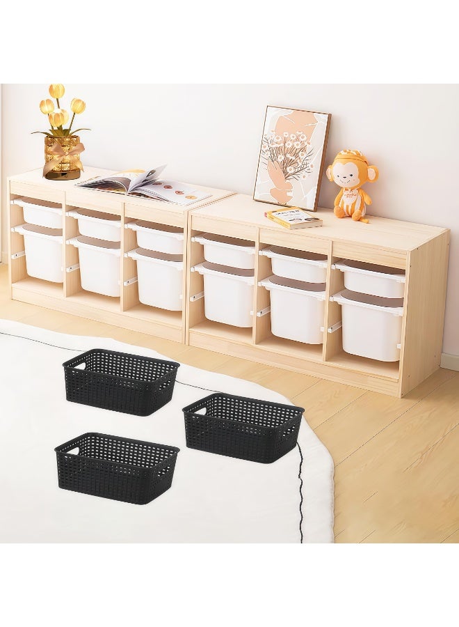 6-Pack Plastic Storage Baskets Set of Stackable Weave Baskets Sturdy Storage Containers with Handle for Shelves, Desktops, Cabinets, Bedrooms, Office ﻿ - Image 4