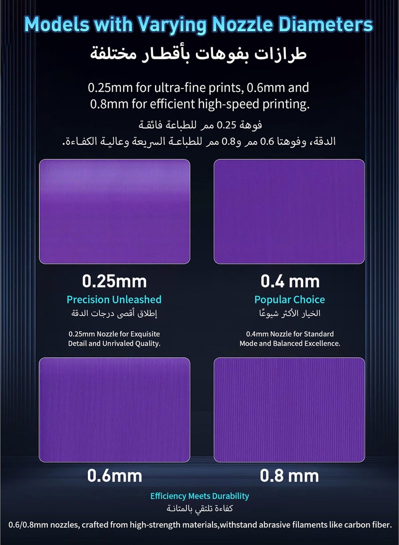 FLASHFORGE Adventurer 5M / 5M Pro Nozzle Assembly (0.6mm), 3S Quick-Detachable Hotend, Max 280℃ High Temp & 32mm³/s High Flow, Ideal for Carbon Fiber & High-Strength Filaments - Image 4