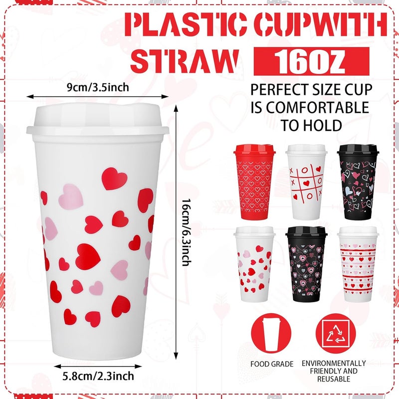 Pickmesh 12 Pack Valentines Day Gifts for Teachers Valentines Day Cup Reusable Coffee Cup 16 oz for Women Back to School Gift with Lid Thank You Coffee Mug for Hot and Cold DrinksHeart Style - Image 2