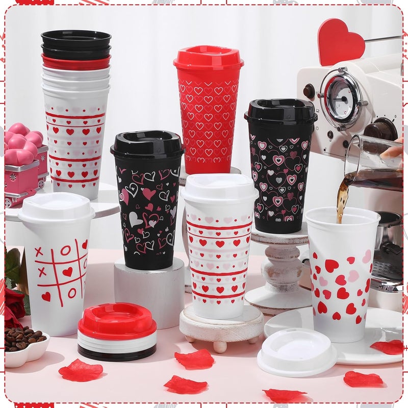 Pickmesh 12 Pack Valentines Day Gifts for Teachers Valentines Day Cup Reusable Coffee Cup 16 oz for Women Back to School Gift with Lid Thank You Coffee Mug for Hot and Cold DrinksHeart Style - Image 4