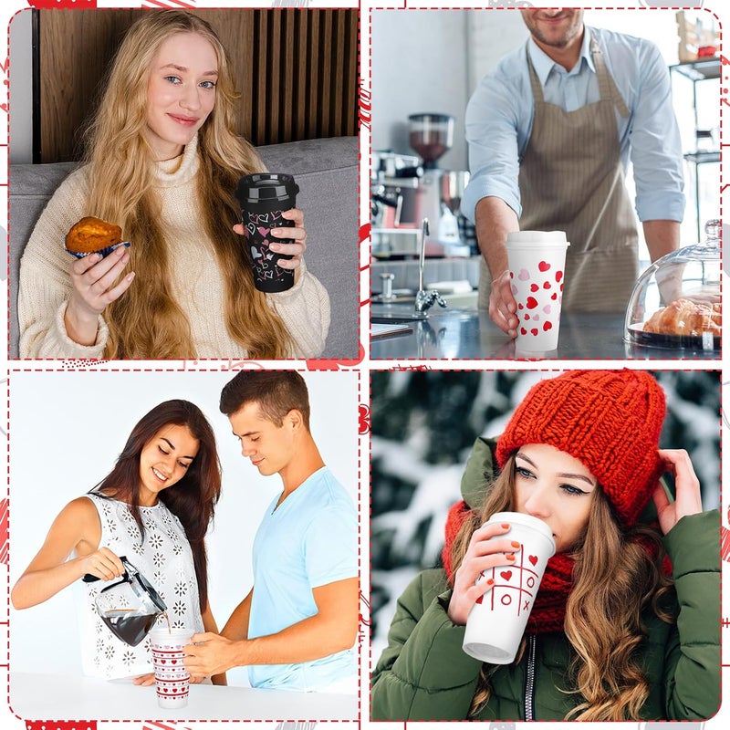 Pickmesh 12 Pack Valentines Day Gifts for Teachers Valentines Day Cup Reusable Coffee Cup 16 oz for Women Back to School Gift with Lid Thank You Coffee Mug for Hot and Cold DrinksHeart Style - Image 3