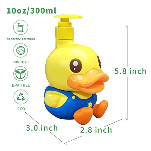 PURITY BABE Super Cute 3D Soap Dispenser for Bathroom Toilet Kitchen Dish Soap Shampoo Lotion Hand Sanitizer Shower Cartoon Animal Duck Birthday Gift Empty Refillable Pump Bottle Yellow Blue - Image 2