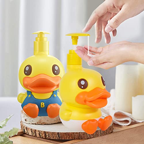 PURITY BABE Super Cute 3D Soap Dispenser for Bathroom Toilet Kitchen Dish Soap Shampoo Lotion Hand Sanitizer Shower Cartoon Animal Duck Birthday Gift Empty Refillable Pump Bottle Yellow Blue - Image 3