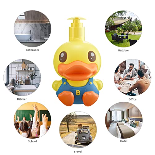 PURITY BABE Super Cute 3D Soap Dispenser for Bathroom Toilet Kitchen Dish Soap Shampoo Lotion Hand Sanitizer Shower Cartoon Animal Duck Birthday Gift Empty Refillable Pump Bottle Yellow Blue - Image 5