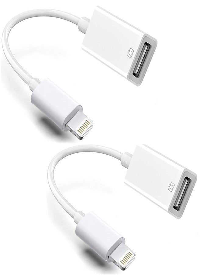 Hatuge Apple MFi Certified Lightning to USB Camera Adapter, 2-Pack USB 3.0 OTG Cable Adapter for iPhone 14 13 12 11 XS XR X SE 8 7 6 5 iPad to Connect Flash Drive, Card Reader, Keyboard, Mouse, Piano(White) - Image 1