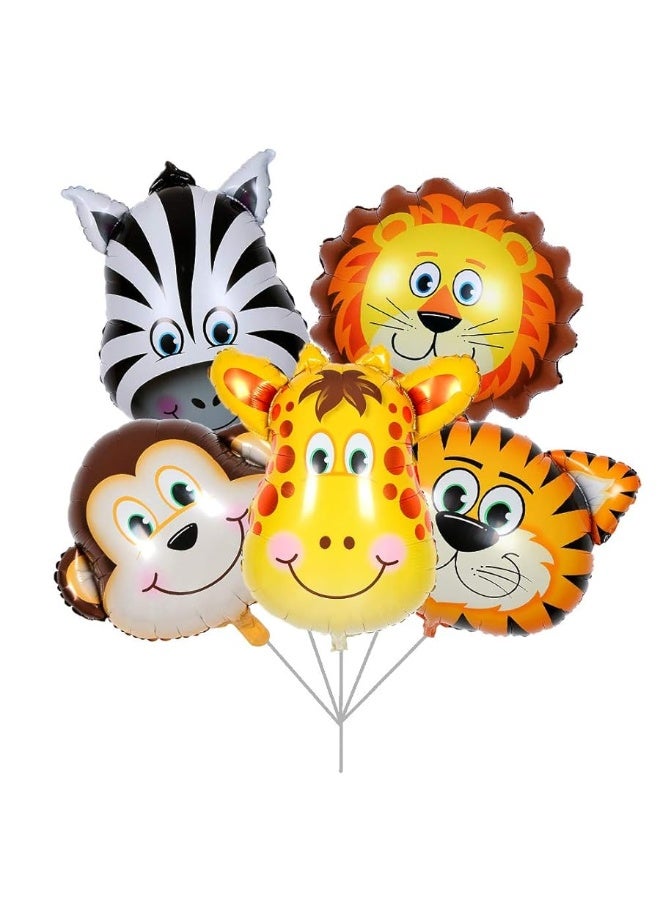 BALONAR 5pcs 32 Inch Tiger Lion Zebra Monkey Graffe Foil Balloons Animal Balloons for Child Birthday Party Supplies Cute Baby Shower Decorations - Image 2