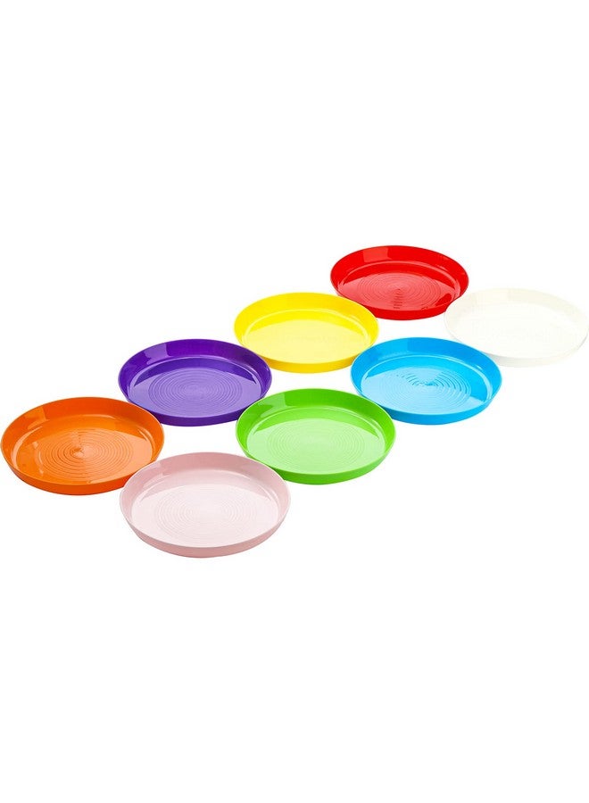 Frcctre 24 Pack Kids Plastic Plates, 7 Inch Colorful Toddler Dinner Plates Children Plate, BPA Free Reusable Small Snack Salad Plate for BBQ, Travel, Events, Dishwasher Safe, 8 Colors - Image 3