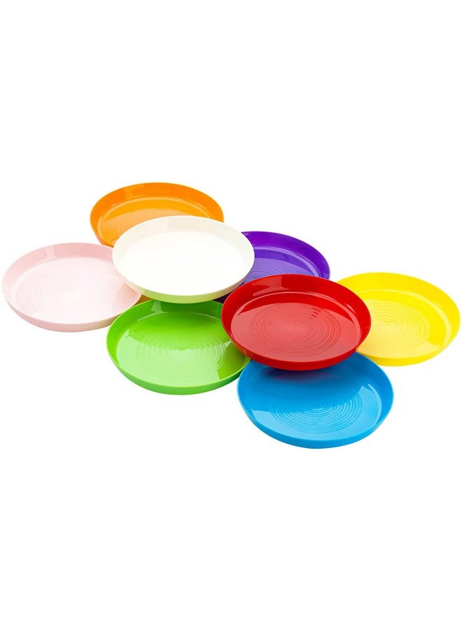 Frcctre 24 Pack Kids Plastic Plates, 7 Inch Colorful Toddler Dinner Plates Children Plate, BPA Free Reusable Small Snack Salad Plate for BBQ, Travel, Events, Dishwasher Safe, 8 Colors - Image 4
