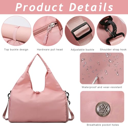 PALAY® Women Satchel Handbag Large Duffle Bag Oxford Cloth Waterproof Fitness Bag with Shoes Compartment Yoga Mat Bag Travel Shoulder Bag - Image 3