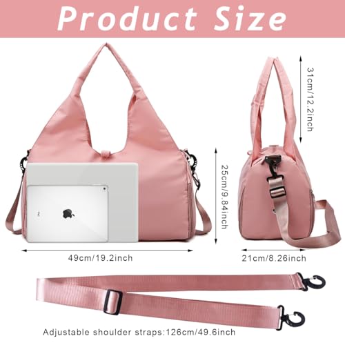 PALAY® Women Satchel Handbag Large Duffle Bag Oxford Cloth Waterproof Fitness Bag with Shoes Compartment Yoga Mat Bag Travel Shoulder Bag - Image 2