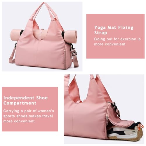 PALAY® Women Satchel Handbag Large Duffle Bag Oxford Cloth Waterproof Fitness Bag with Shoes Compartment Yoga Mat Bag Travel Shoulder Bag - Image 5