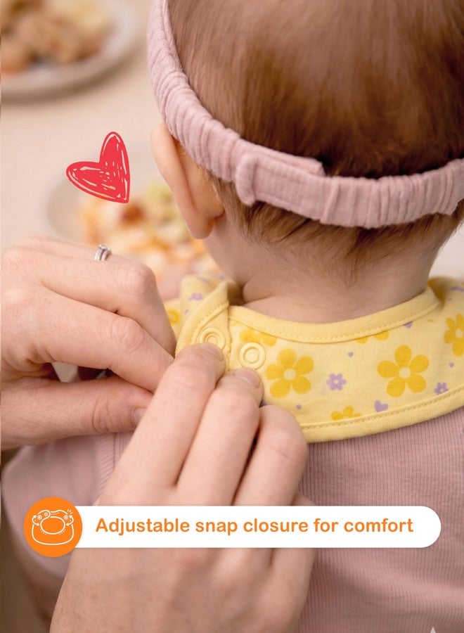 Kidbea Organic Cotton Baby Bib, Adjustable Snap Closure Soft Absorbent Feeding Bibs Apron for Newborns & Infants Child With Cute Prints | Reusable Baby Essential (Pack of 4) - Image 4
