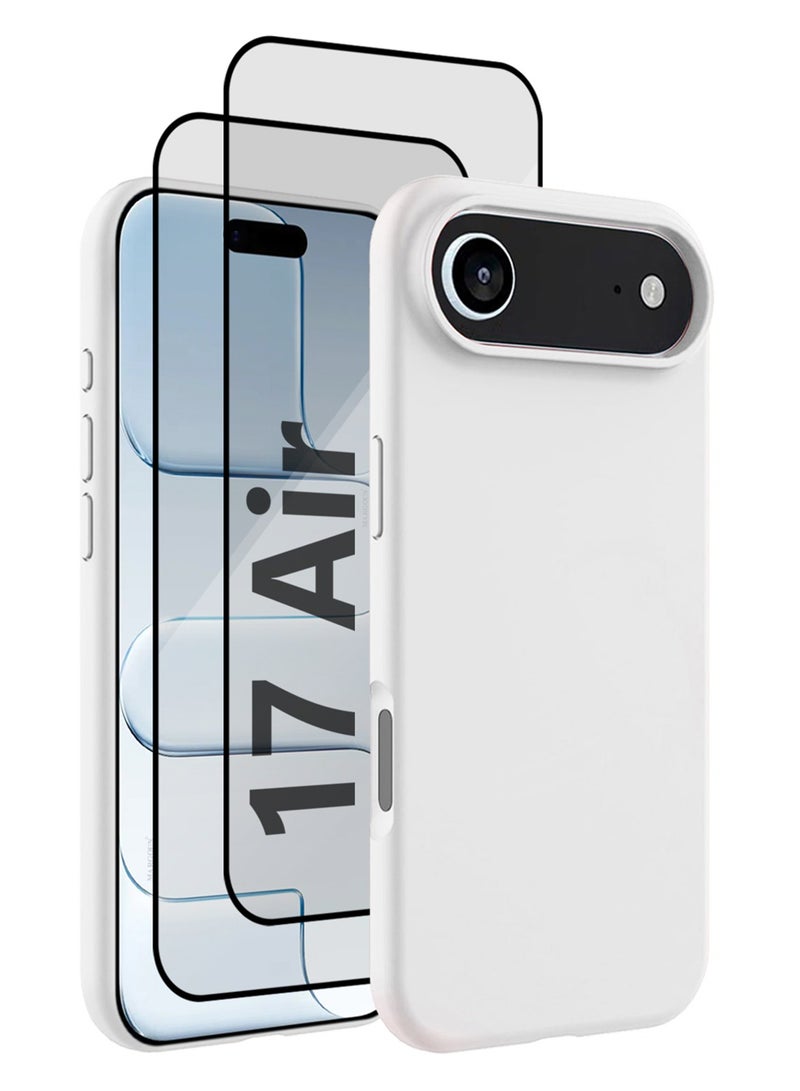 CATANES 3 Packs Silicone Protective Phone Case for iPhone 17 Air , Soft Anti-Scratch Microfiber Lining Ultra Slim Drop Protection Phone Cover with Two 3D Screen Protectors - White - Image 1