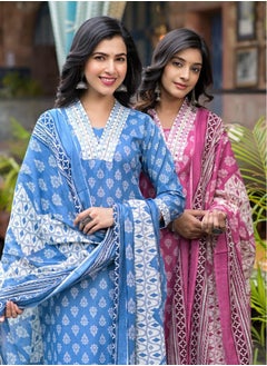PRIYA’S PANACHE Premium Cotton Printed Kurta Set for Women | Indian Dress for Women | Traditional Dress Salwar Kameez Kurti Pant Dupatta Set | Ready to Wear Ethnic Kurta Set  - Image 4